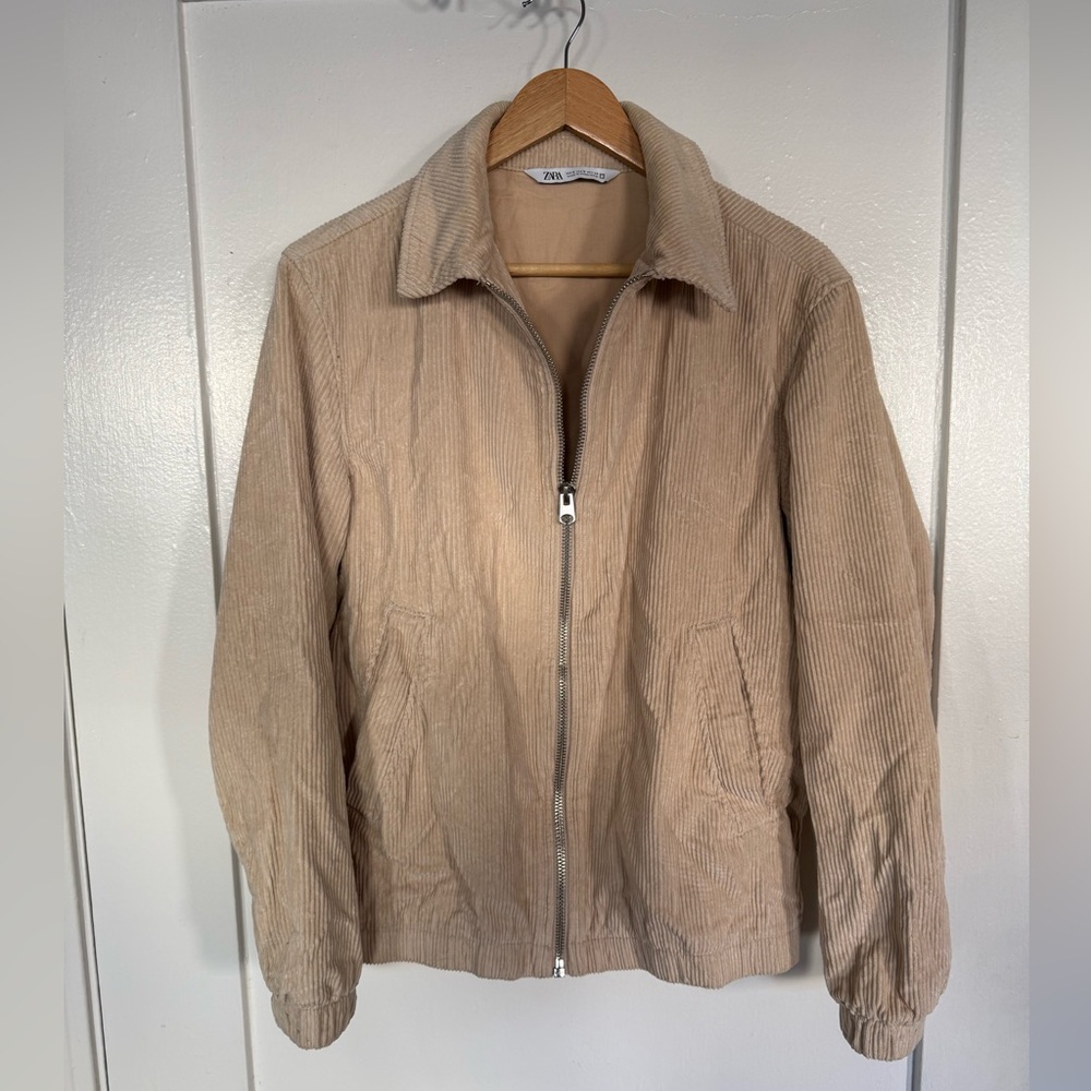 Chunky Cream Corduroy Bomber Jacket